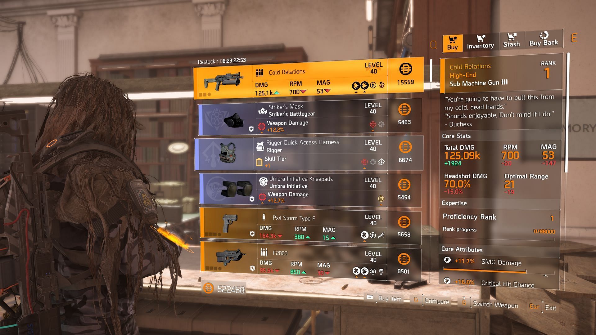 The Division 2 vendor found at Clan Quarters (Image via Sportskeeda Gaming || Ubisoft)
